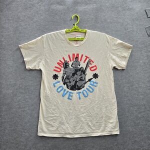 Red Hot Chili Peppers Men Shirt‎ M White Graphic Print Band Photo Tour Dates